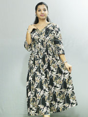 Black Color Aliya Cut Navy Blue Floral Elegance Women's Kurti - Only ₹683