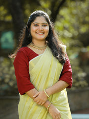 Women's Kerala Tissue Kasavu Saree