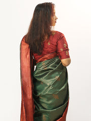Gorgeous Art Silk Wedding Saree in Elegant Green & Maroon - Exclusive Fancy Collection at ₹795!
