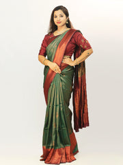 Gorgeous Art Silk Wedding Saree in Elegant Green & Maroon - Exclusive Fancy Collection at ₹795!