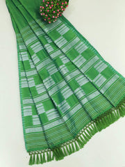 Elegance Personified: Women's Semi-Soft Silk Saree with Silver Thread Designs and Bhuta Work - ₹699