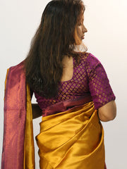 Gorgeous Art Silk Wedding Saree in Elegant Mustard yellow & Violet - Exclusive Fancy Collection at ₹795!
