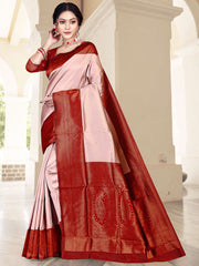 Gorgeous Art Silk Wedding Saree in Elegant Onion & Maroon - Exclusive Fancy Collection at ₹795!