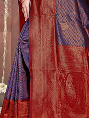 Gorgeous Art Silk Wedding Saree in Elegant Navy blue & Maroon - Exclusive Fancy Collection at ₹795!