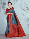 Gorgeous Art Silk Wedding Saree in Elegant Navy blue & Maroon - Exclusive Fancy Collection at ₹795!