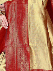 Gorgeous Art Silk Wedding Saree in Elegant Cream & Maroon - Exclusive Fancy Collection at ₹795!