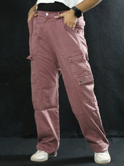 Women's bottom wear: Girls Flap Pocket Cargo Pants - ONION