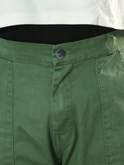 Women's bottom wear: Girls Flap Pocket Cargo Pants - GREEN
