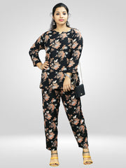 Casual Black Printed Co-ord Set for Women's in Comfortable Rayon