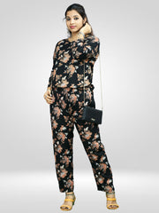 Casual Black Printed Co-ord Set for Women's in Comfortable Rayon