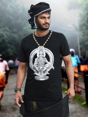 Swami Saranam Ayyappa Men’s Printed Black T-Shirt & Thorth Combo Set