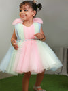 Girls Midi/Knee Length Festive/Wedding Dress  (Multicolor, Sleeveless)